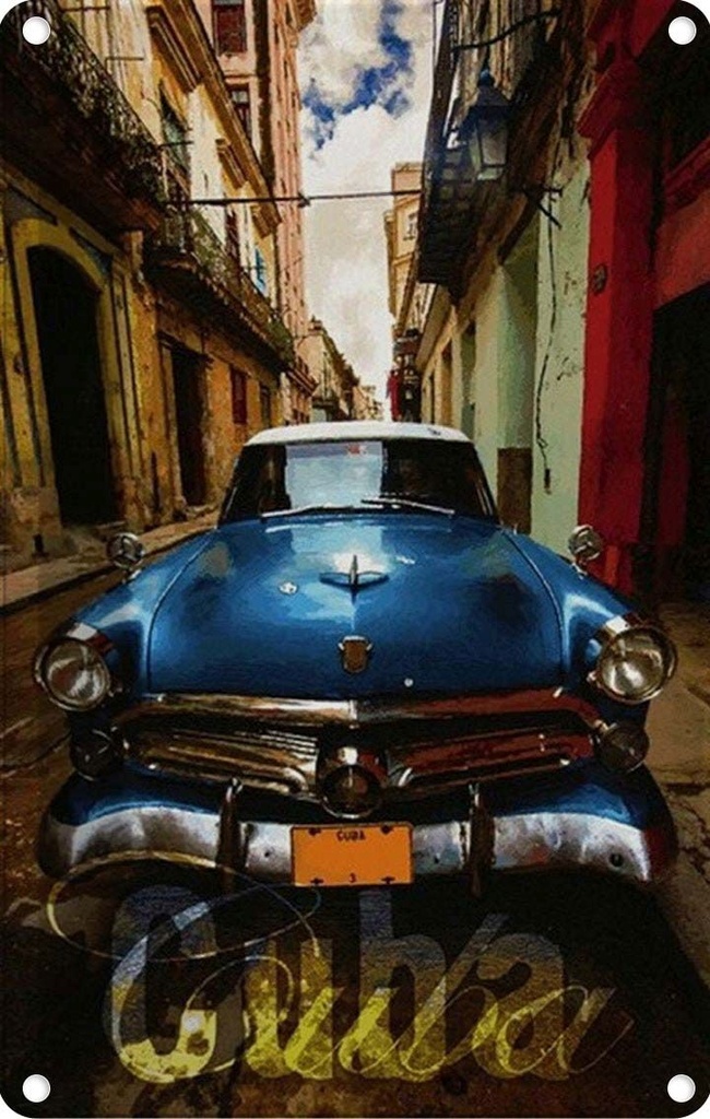 [LA-114158-2030] Blechschild 30x20 cm Cuba blue Auto Garage Werkstatt
