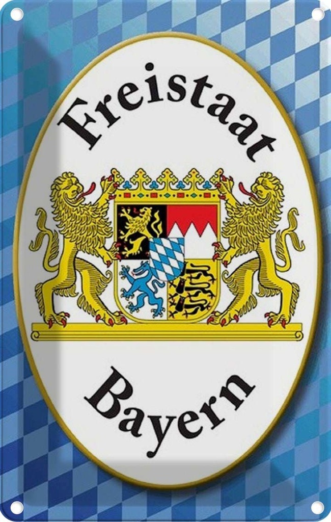 [LA-114174-2030] Blechschild 30x20 cm Freistaat Bayern Wappen Flagge Abenteuer Reisen Urlaub Fahne