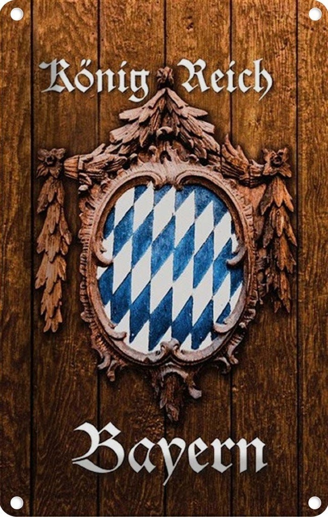 [LA-114178-2030] Blechschild 30x20 cm Königreich Bayern Holzoptik Deutschland