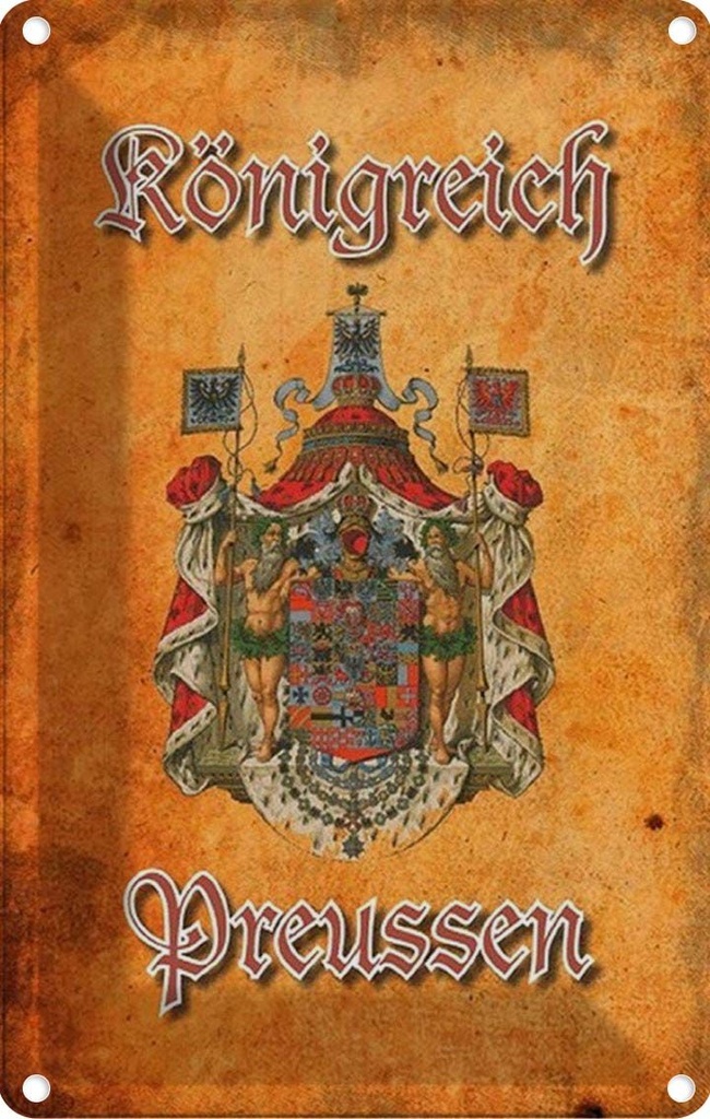 [LA-114189-2030] Blechschild 30x20 cm Königreich Preussen Wappen Flagge Abenteuer Reisen Urlaub Fahne