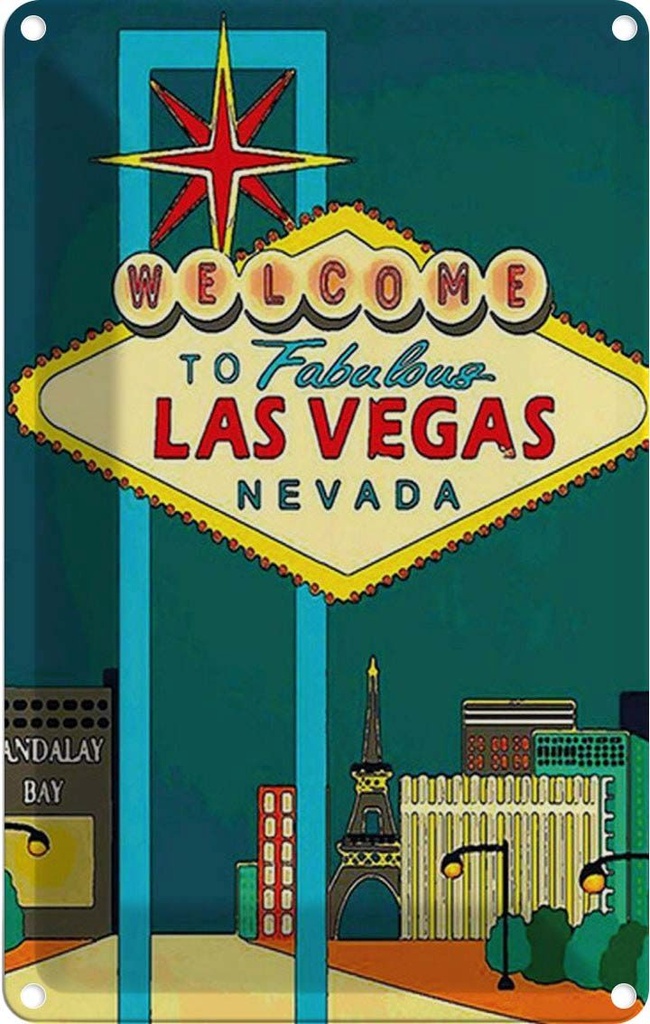[LA-114212-2030] Blechschild 30x20 cm welcome to fabulous las vegas Abenteuer Reisen Amerika USA Urlaub