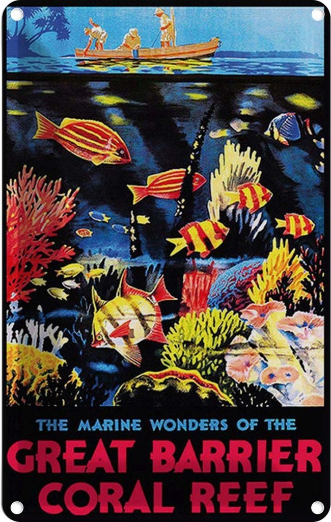 [LA-114214-2030] Blechschild 30x20 cm creat barrier coral reef Abenteuer Reisen Urlaub