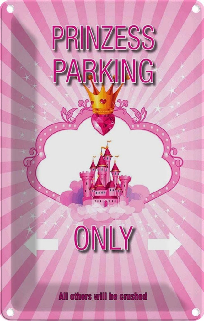 [LA-114257-2030] Blechschild 30x20 cm Prinzess parking only rosa Krone Geburtstag Feiern Party