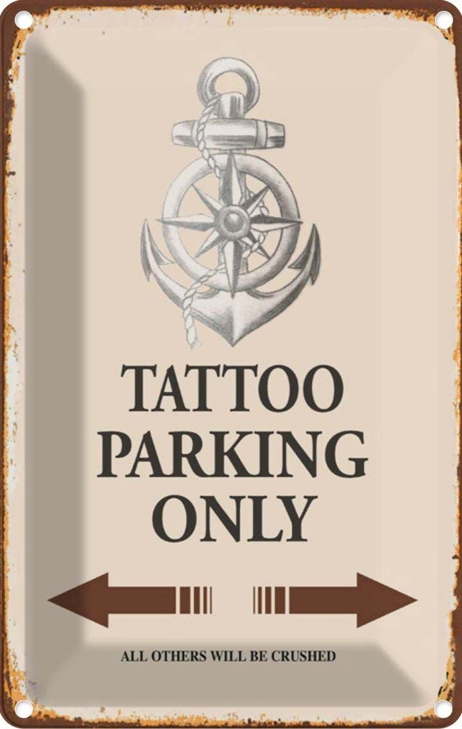 [LA-114523-2030] Blechschild 30x20 cm Tattoo Parking only all others Parkplatzschild