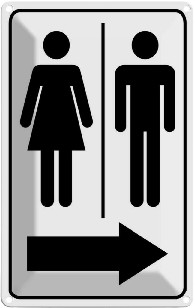 [LA-114534-2030] Blechschild 30x20 cm Toilettenfiguren Pfeil rechts Geschenk