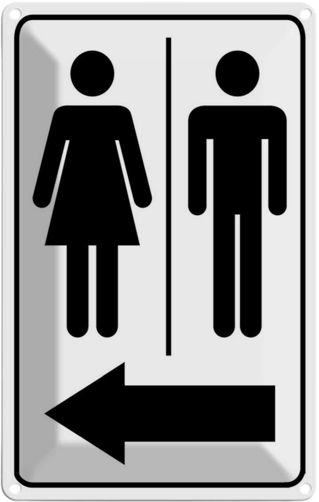 [LA-114535-2030] Blechschild 30x20 cm Toilettenfiguren Pfeil links Geschenk