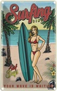 Blechschild 30x20 cm Pin Up Surfing Girl Sommer Party