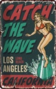 Blechschild 30x20 cm Pinup Surfing Girl Los Angeles Sommer Pin Up