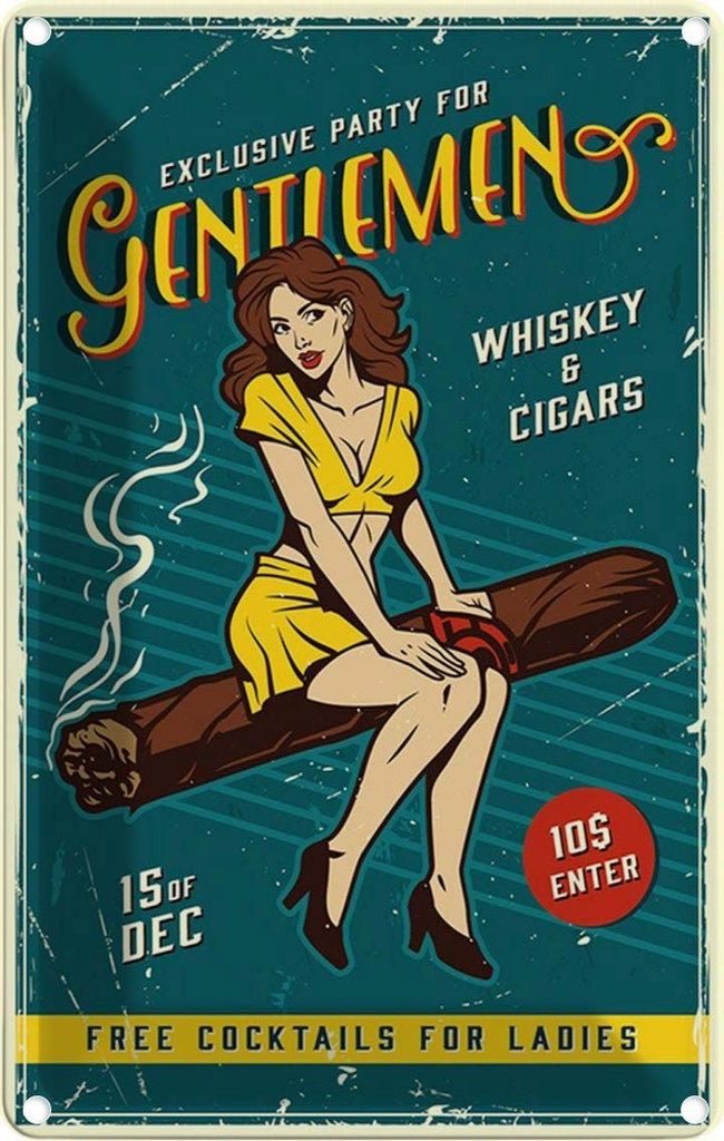[LA-114672-2030] Blechschild 30x20 cm Pinup exclusive party gentlemen Pin Up