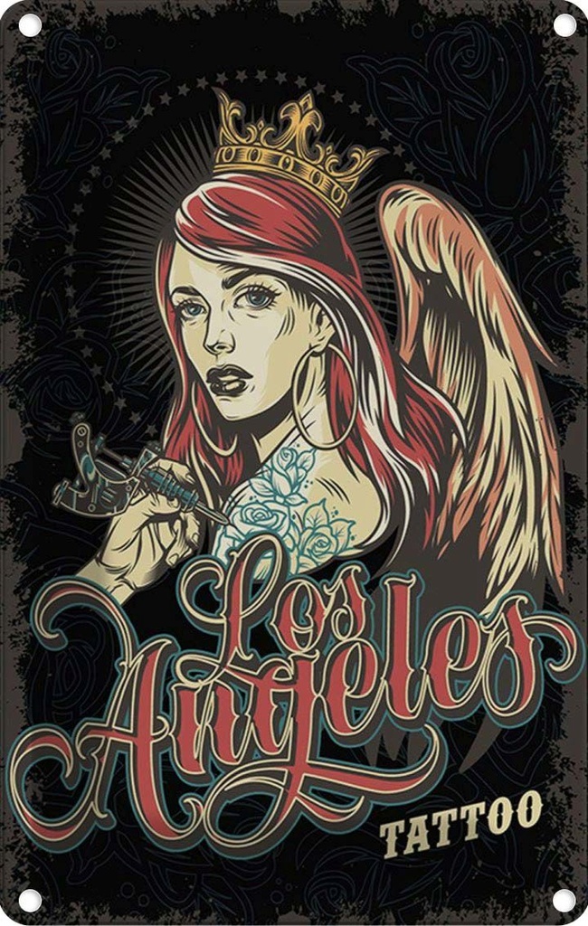 [LA-114673-2030] Blechschild 30x20 cm Pinup Tattoo Los Angeles Pin Up