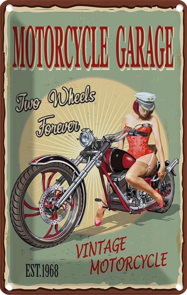 [LA-114699-2030] Blechschild 30x20 cm Pinup Motorcycle Garage Vintage Pin Up