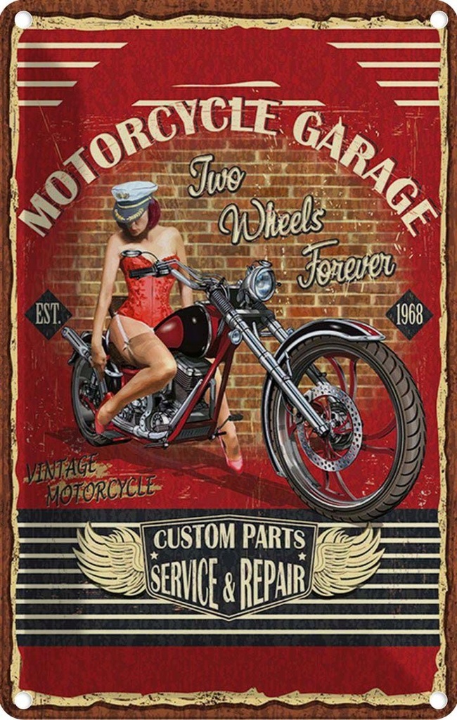 [LA-114702-2030] Blechschild 30x20 cm Pinup Motorcycle Garage Vintage Pin Up
