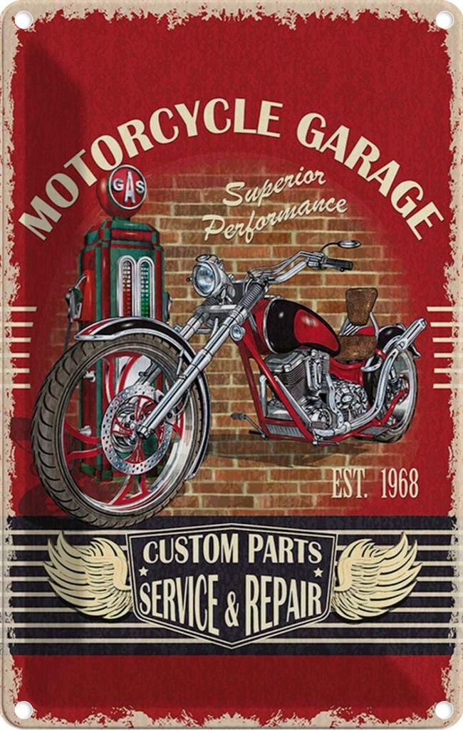 [LA-114703-2030] Blechschild 30x20 cm Motorrad Motorcycle Garage Service Auto Werkstatt