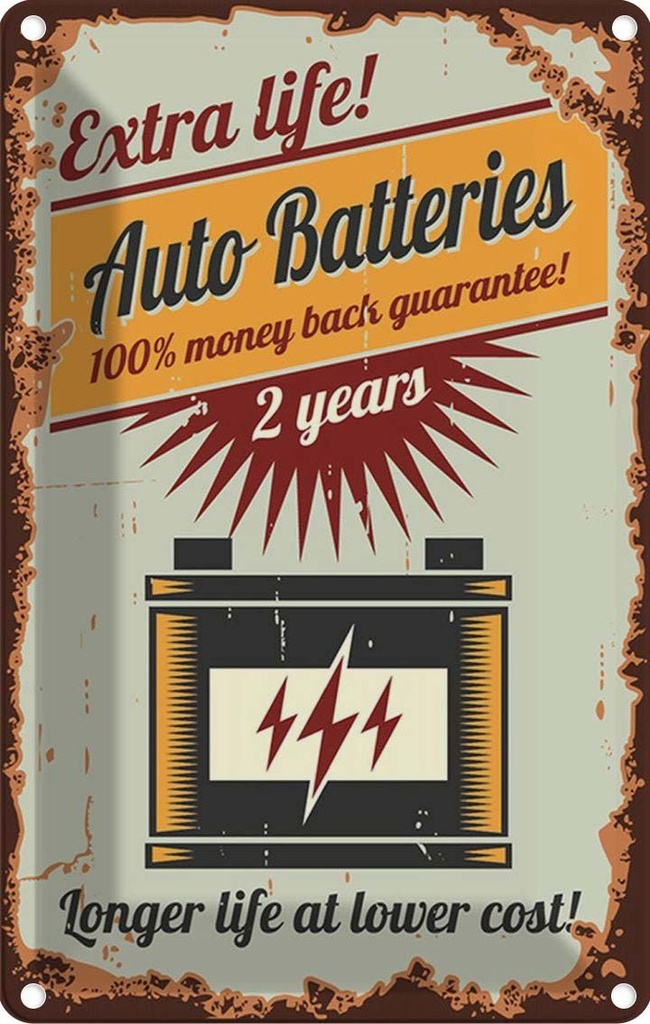 [LA-114721-2030] Blechschild 30x20 cm Auto Batteries extra life Garage Werkstatt