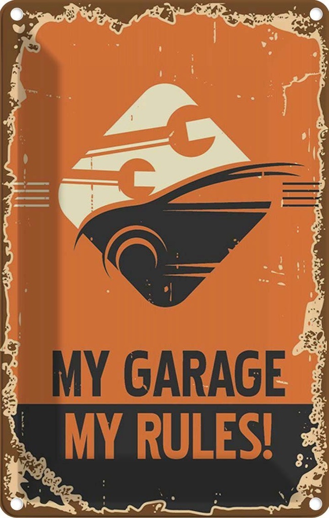 [LA-114723-2030] Blechschild 30x20 cm Auto my garage rules Werkstatt