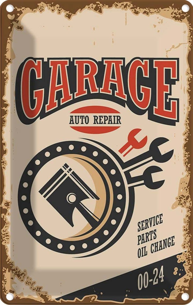 [LA-114729-2030] Blechschild 30x20 cm Garage auto repair service 00-24 Werkstatt