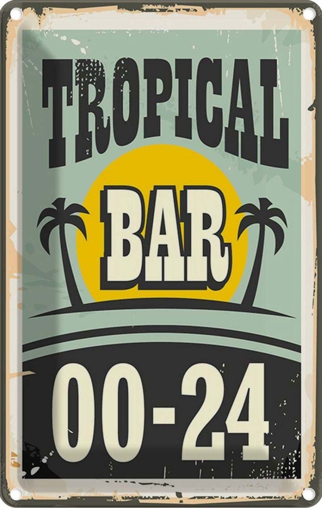 [LA-114780-2030] Blechschild 30x20 cm Alkohol Tropical Bar 00-24 Essen Trinken Club