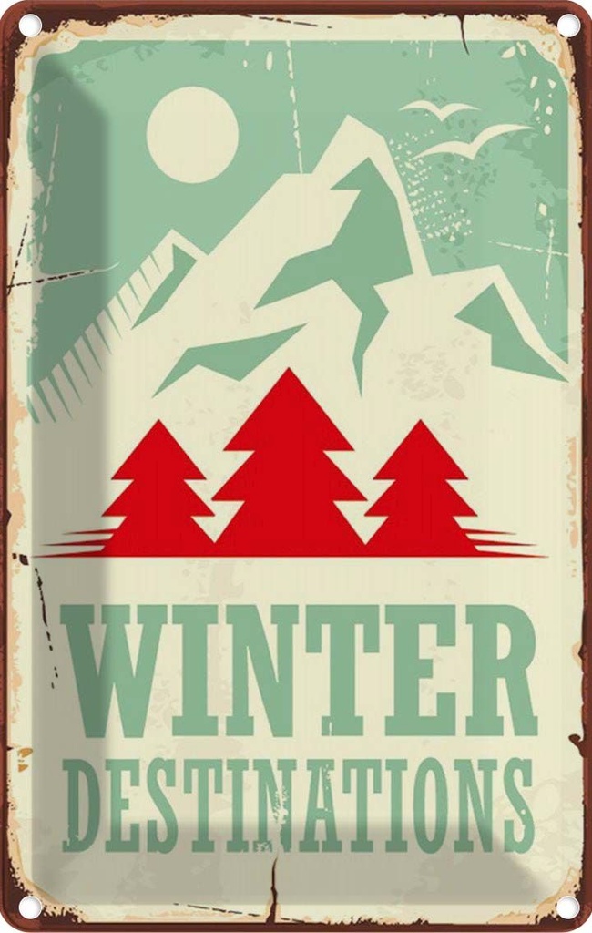 [LA-114788-2030] Blechschild 30x20 cm Ski winter destinations Abenteuer Reisen