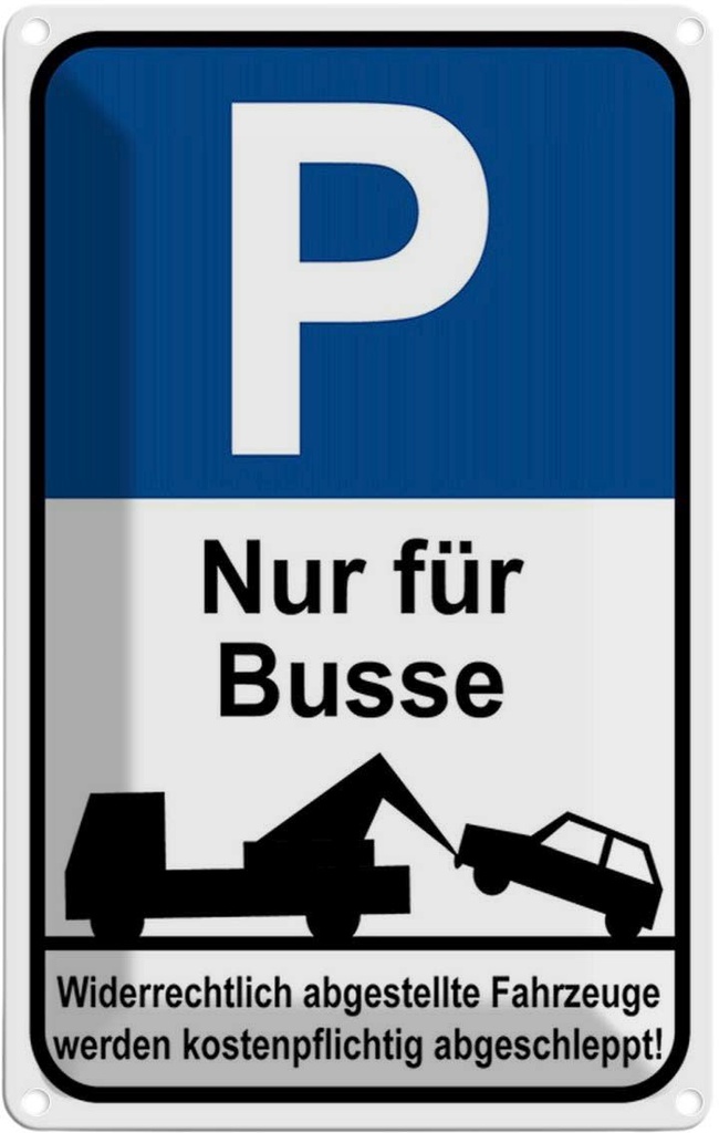 [LA-114821-2030] Blechschild 30x20 cm Parkplatz P nur für Busse Parkplatzschild