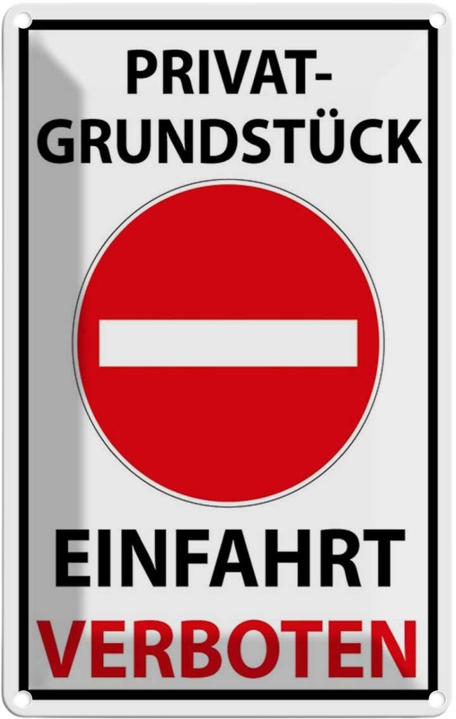 [LA-114833-2030] Blechschild 30x20 cm Privat Einfahrt verboten Warnschild Hinweisschild Sicherheit Vorsicht