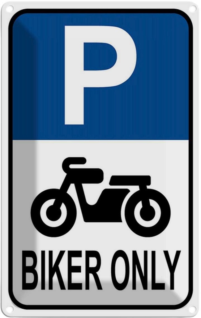 [LA-114902-2030] Blechschild 30x20 cm Biker only Motorrad Parkplatzschild