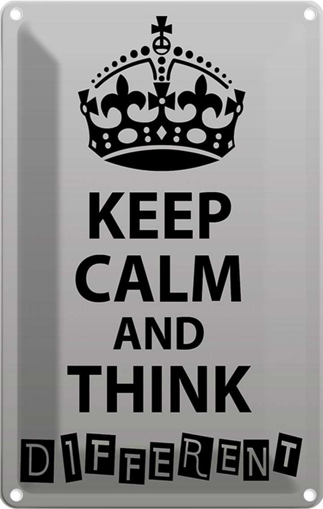 [LA-115003-2030] Blechschild 30x20 cm Keep Calm think different Yoga
