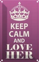 Blechschild 30x20 cm Keep Calm and love her Yoga