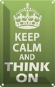 Blechschild 30x20 cm Keep Calm and think on Yoga