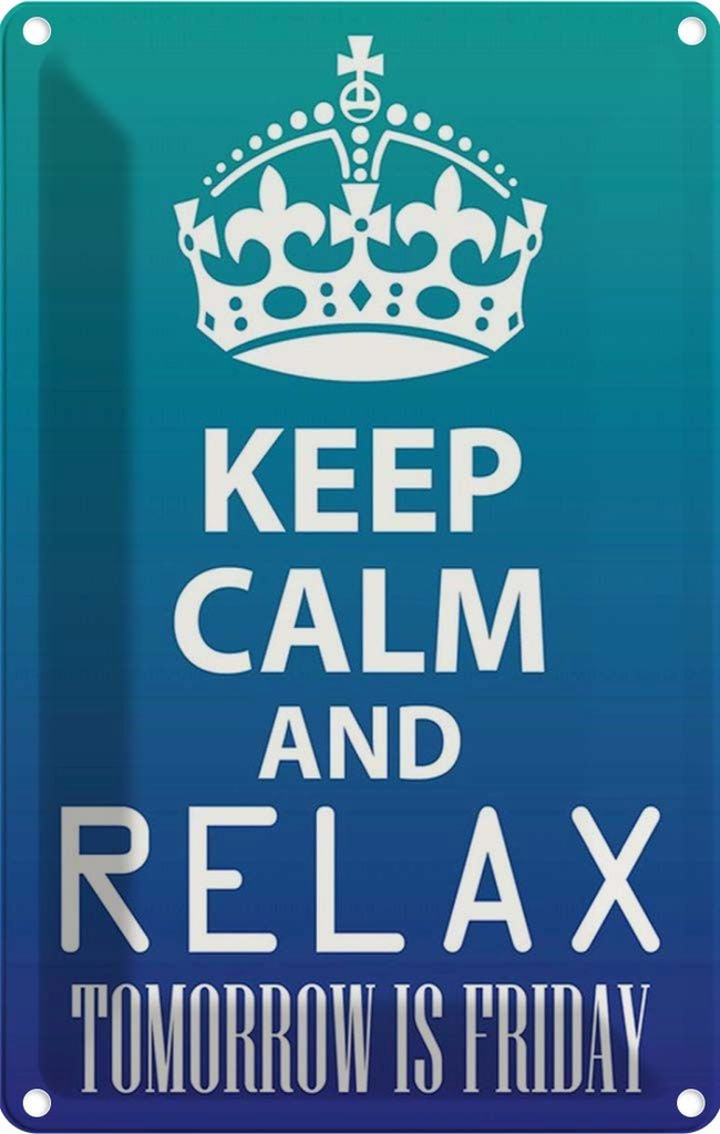 [LA-115032-2030] Blechschild 30x20 cm Keep Calm and relax is Friday Yoga