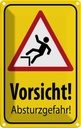 Blechschild 30x20 cm Vorsicht Abstürzgefahr Warnschild Hinweisschild Sicherheit