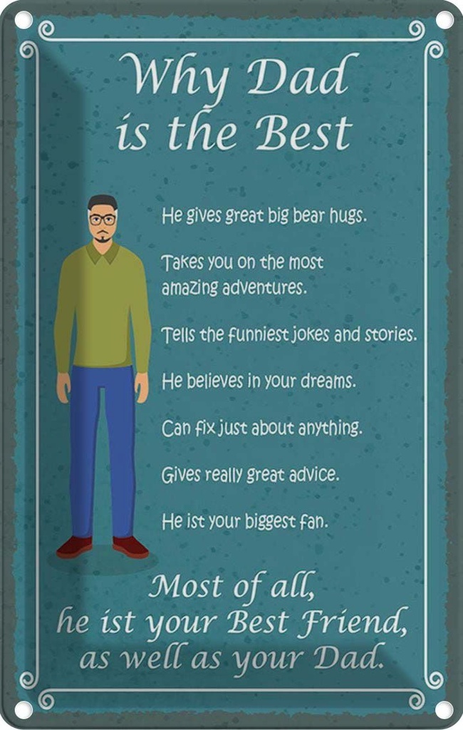 [LA-115166-2030] Blechschild 30x20 cm why Dad is the best Papa bester Familie Freunde