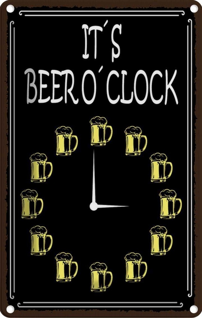 [LA-115225-2030] Blechschild 30x20 cm it´s Beer o´clock Bier Alkohol Essen Trinken Bar Club