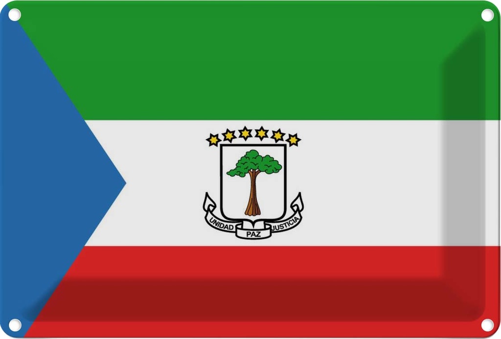[LA-115341-2030] Blechschild 20x30 cm Äquatorialguineas Flagge Fahne Wappen