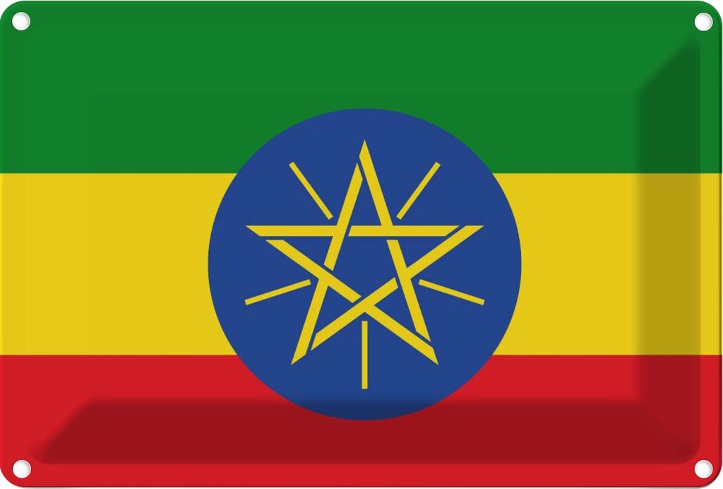 [LA-115344-2030] Blechschild 20x30 cm Äthiopiens Ethiopia Flagge Fahne Wappen