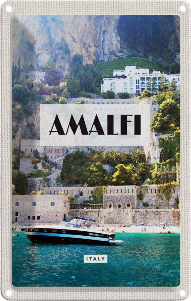 [LA-129730] Blechschild 30x20 cm Amalfi Italy Touristik Bildmotiv Reisemotiv Abenteuer Reisen Urlaub