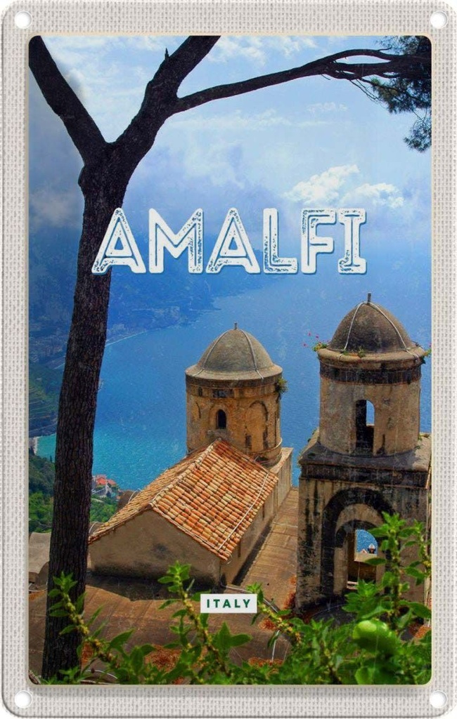 [LA-129731] Blechschild 30x20 cm Amalfi Italy Touristik Bildmotiv Reisemotiv Abenteuer Reisen Urlaub