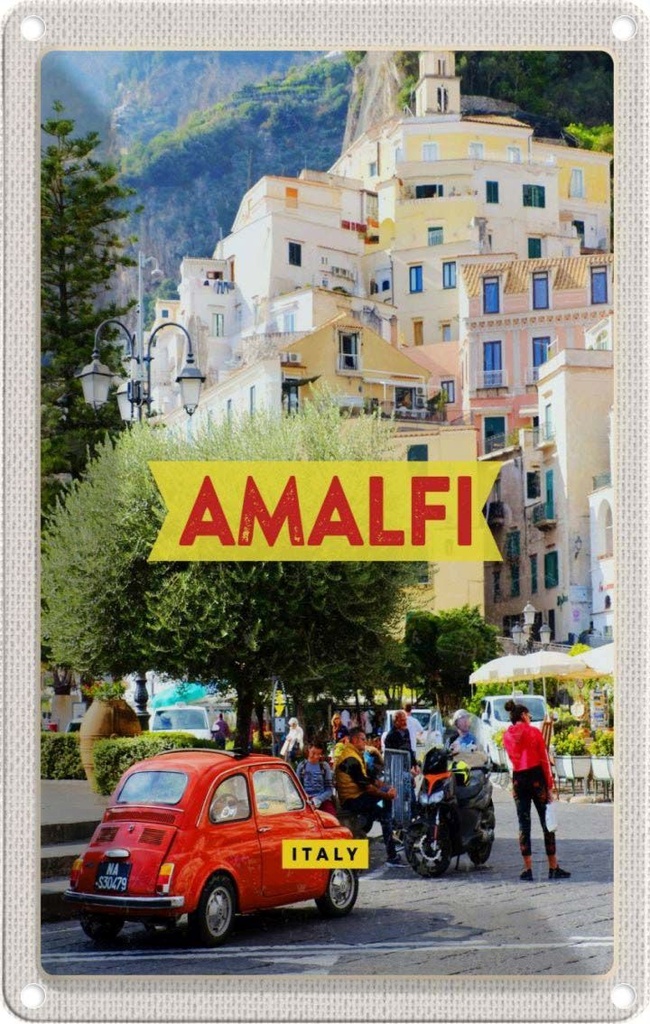 [LA-129734] Blechschild 30x20 cm Amalfi Italy Ferien Bildmotiv Reisemotiv Abenteuer Reisen Urlaub