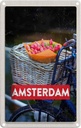 Blechschild 30x20 cm Retro Amsterdam Tulpen Fahrrad Bildmotiv Reisemotiv Abenteuer Reisen Urlaub
