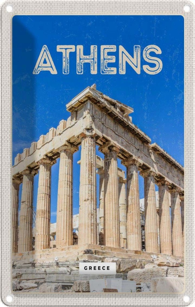 [LA-129746] Blechschild 30x20 cm Athen Greece Akropolis Bildmotiv Reisemotiv Abenteuer Reisen Urlaub