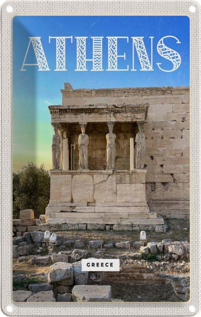 [LA-129747] Blechschild 30x20 cm Athens Greece Akropolis Bildmotiv Reisemotiv Abenteuer Reisen Urlaub