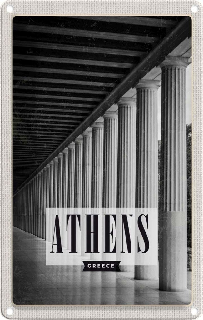 [LA-129749] Blechschild 30x20 cm Retro Athens Greece Antik Bildmotiv Reisemotiv Abenteuer Reisen Urlaub