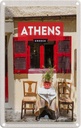Blechschild 30x20 cm Athens Greece Cafe Fensterläden Bildmotiv Reisemotiv Abenteuer Reisen Urlaub