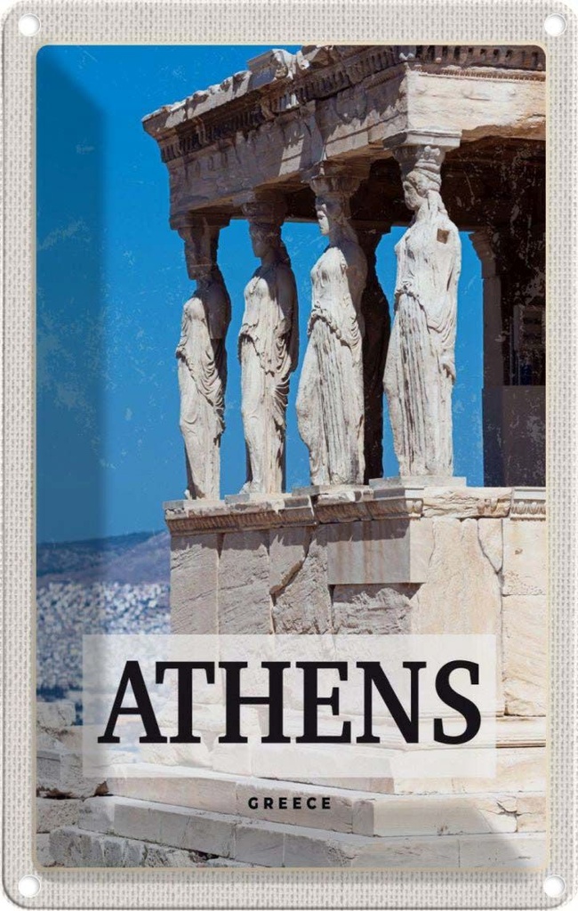 [LA-129755] Blechschild 30x20 cm Retro Athens Greece Bildmotiv Reisemotiv Abenteuer Reisen Urlaub