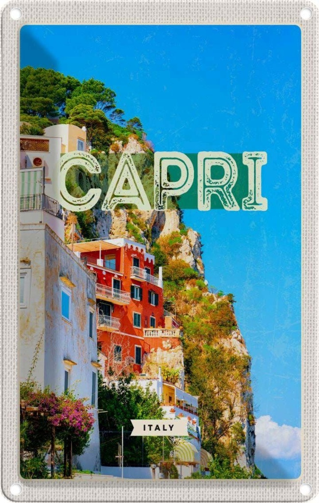 [LA-129757] Blechschild 30x20 cm Capri Italy Stadt Bergen Urlaub Bildmotiv Reisemotiv Abenteuer Reisen