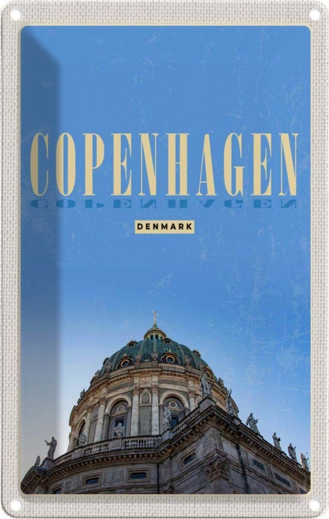[LA-129764] Blechschild 30x20 cm Retro Copenhagen Denmark Schloss Bildmotiv Reisemotiv Abenteuer Reisen Urlaub