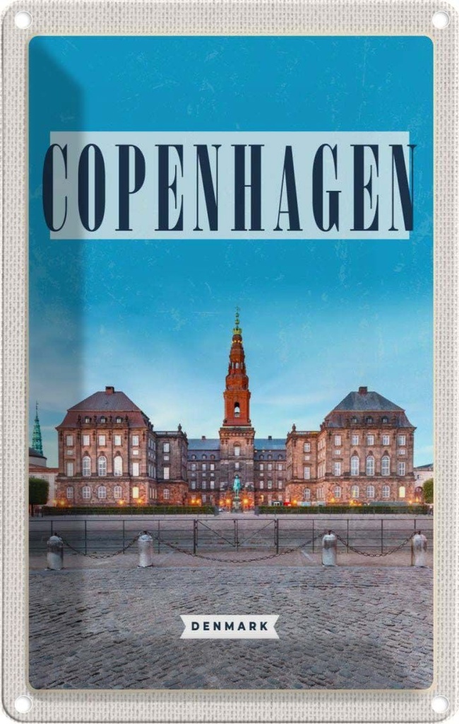 [LA-129765] Blechschild 30x20 cm Retro Copenhagen Denmark Schloss Bildmotiv Reisemotiv Abenteuer Reisen Urlaub