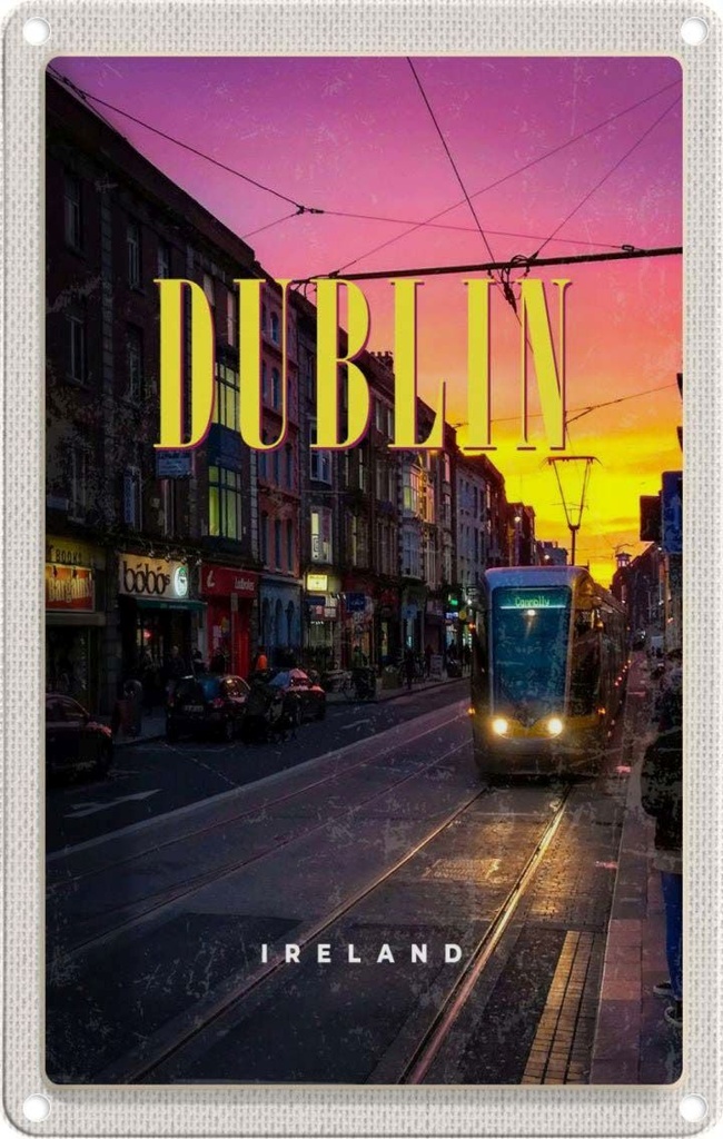 [LA-129768] Blechschild 30x20 cm Dublin Ireland Sonnenuntergang Bildmotiv Reisemotiv Abenteuer Reisen Urlaub