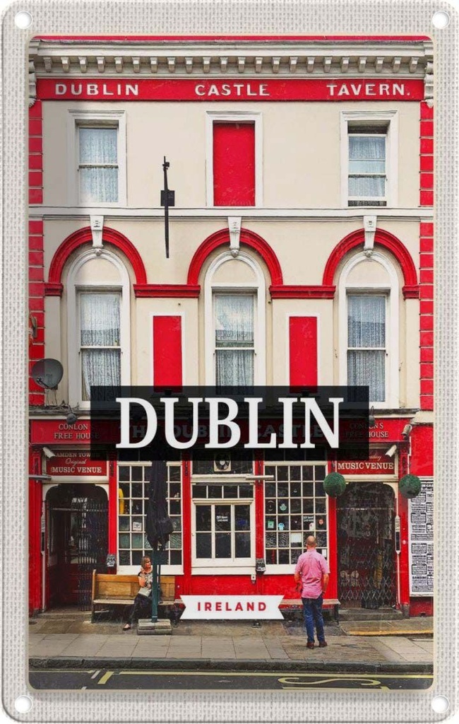 [LA-129771] Blechschild 30x20 cm Dublin Ireland Castle Tavern Reiseziel Bildmotiv Reisemotiv Abenteuer Reisen Urlaub