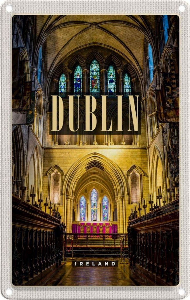 [LA-129772] Blechschild 30x20 cm Dublin Ireland Cathedral Reiseziel Bildmotiv Reisemotiv Abenteuer Reisen Urlaub