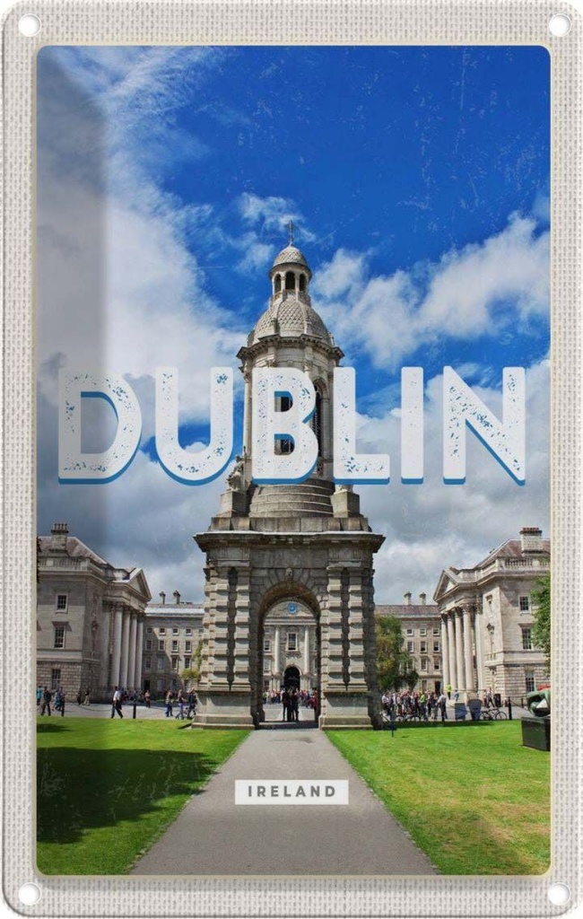 [LA-129773] Blechschild 30x20 cm Retro Dublin Ireland Reiseziel Stadt Bildmotiv Reisemotiv Abenteuer Reisen Urlaub